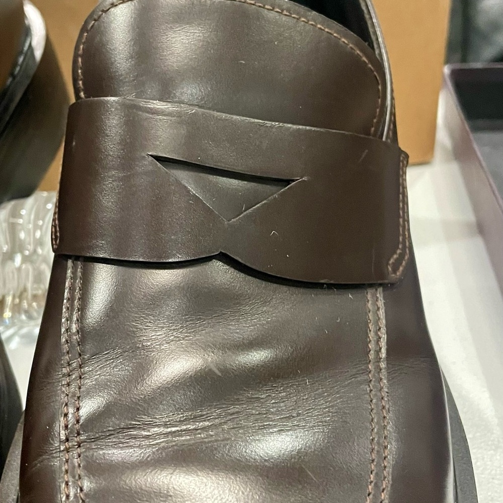 Prada Espresso Leather Slip-On Loafers